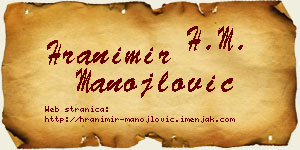 Hranimir Manojlović vizit kartica